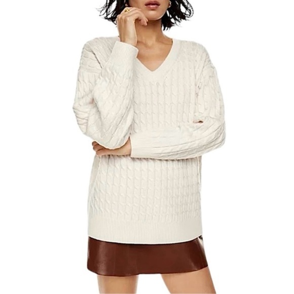 Wilfred Aritzia Cream Cable Knit Fall Sweater M - Picture 1 of 8